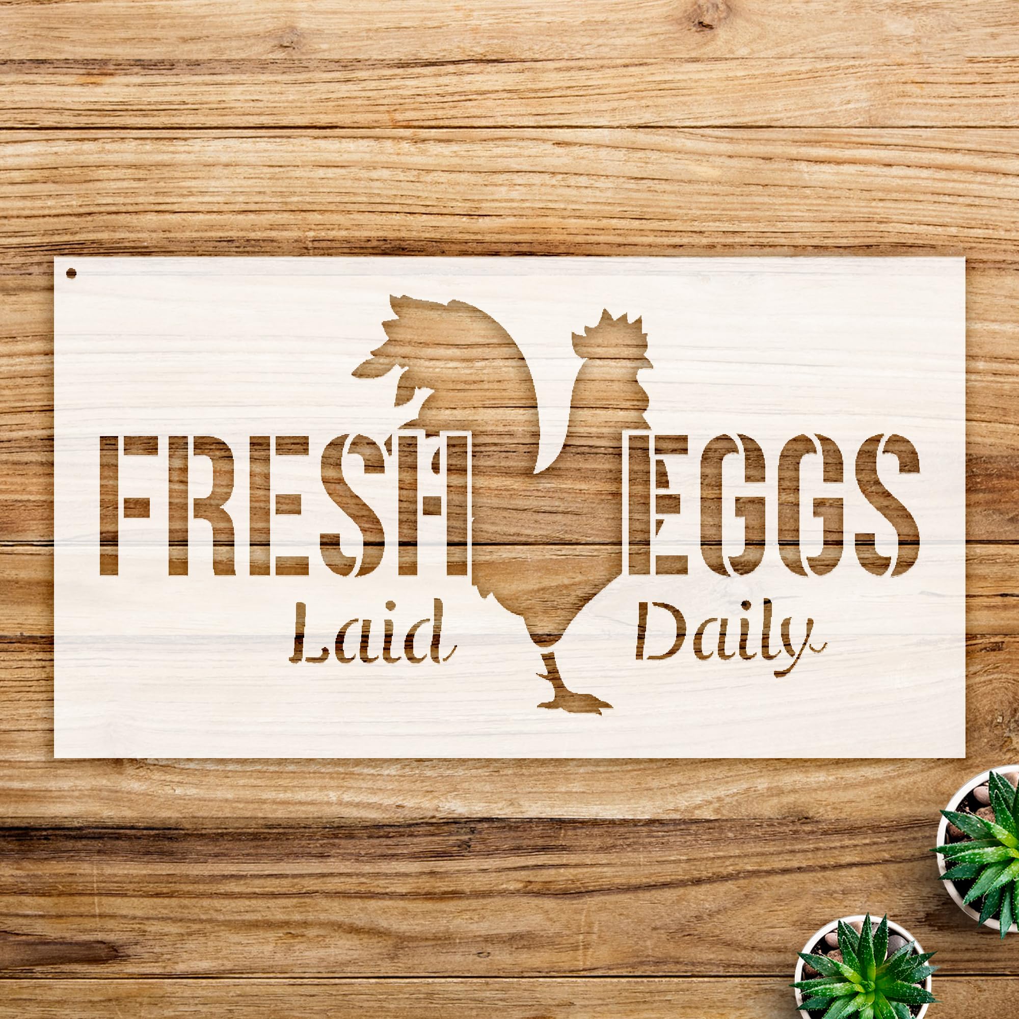 Fresh Eggs Chicken Word Art Stencil for Walls and Crafts, Reusable Mylar Template, Ideal for Home Decor and DIY Projects - Size A3 (16.5