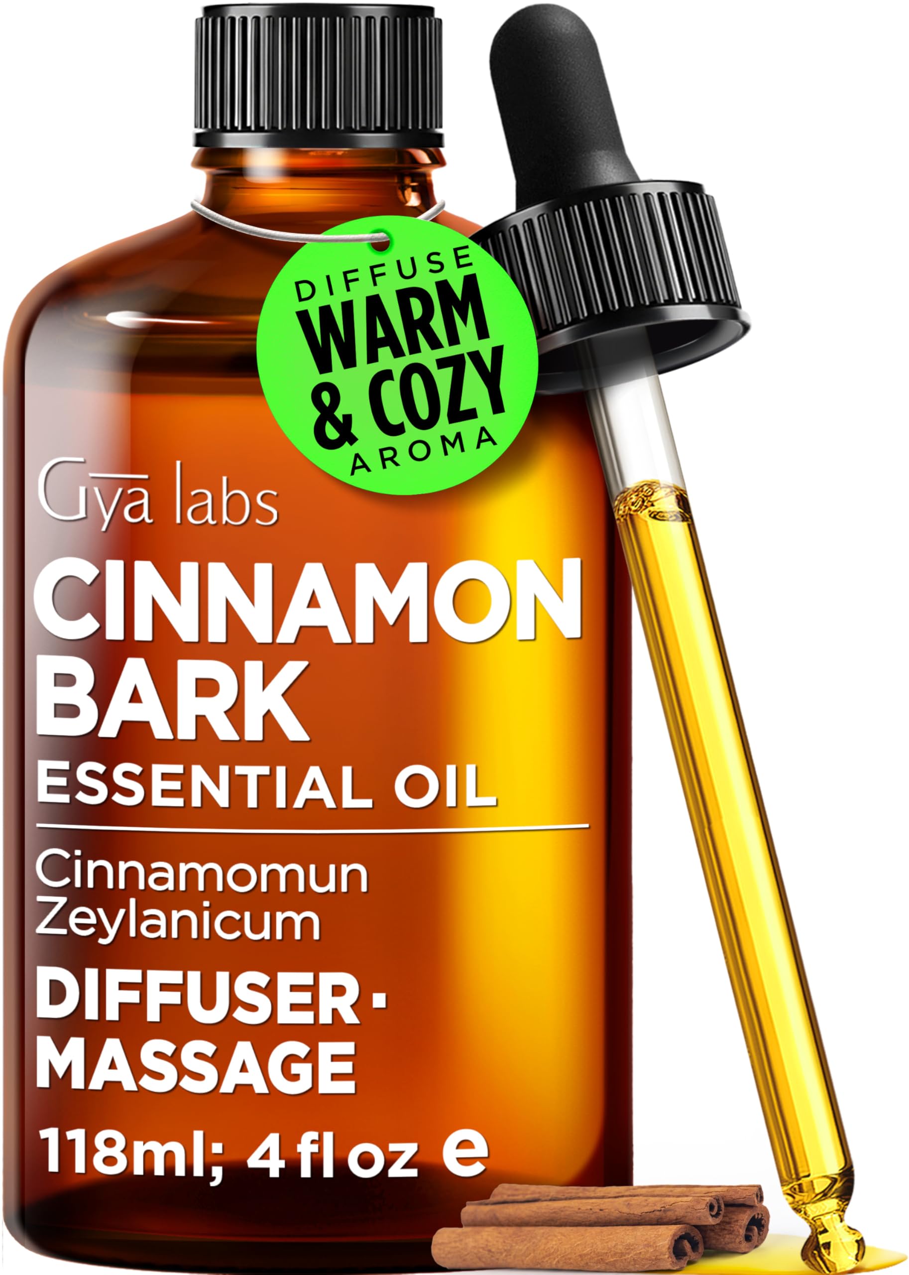 100% Pure Cinnamon Bark Essential Oil for Skin &amp; Diffuser - 4 Fl Oz