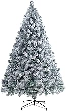 6ft Snow Flocked Artificial Christmas Tree with 926 Tips Realistic Holiday Premium Full Winter White Pine Xmas Tree, Full Appearance Snowy Easy Assembly with Sturdy Metal Stand 180cm