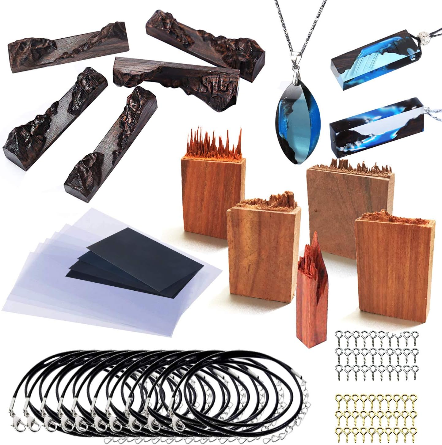 Woohome 27 PCS Wooden Pieces for Epoxy Resin Crafts, 10 PCS