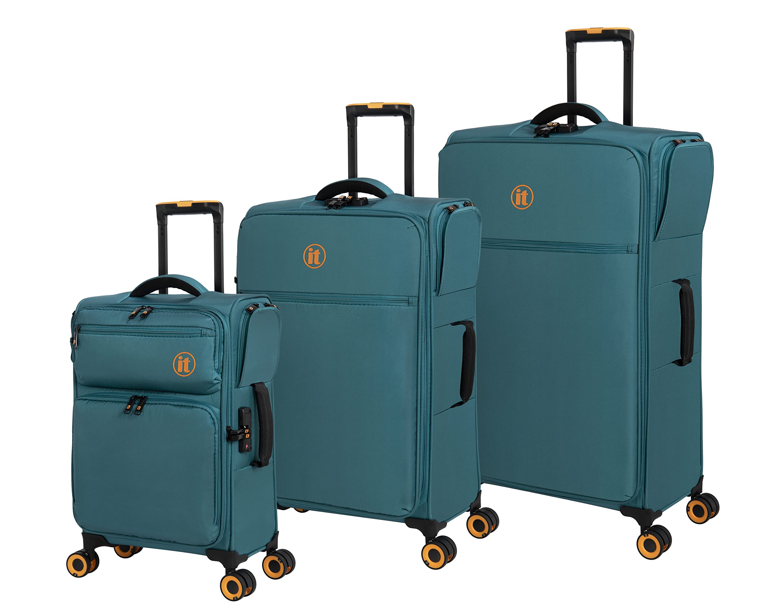 it luggage Simultaneous 3 Piece Softside 8 Wheel Expandable Spinner, Harbour Blue, 3 Pc Set