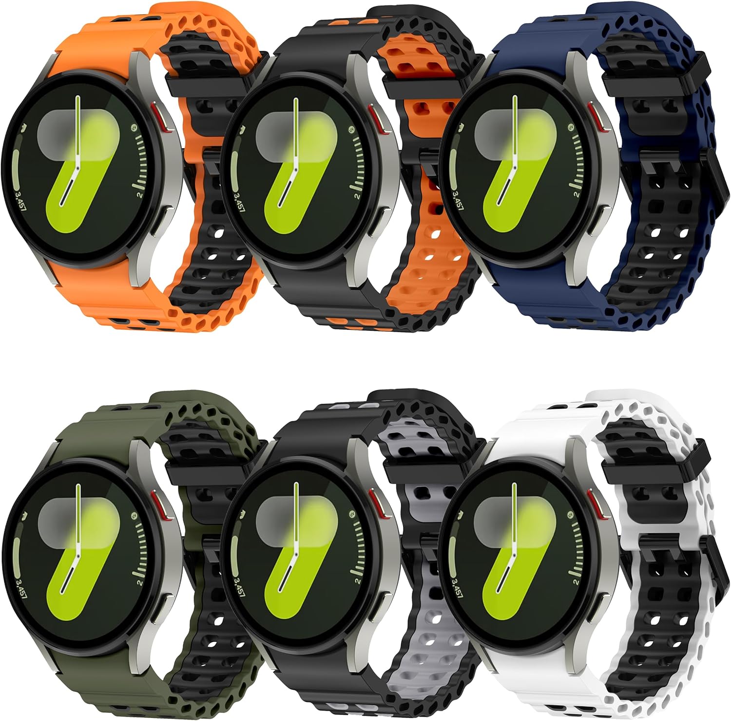 Silicone Band Compatible with Samsung Galaxy Watch Ultra 47mm (2024/2025), Breathable Silicone Band for Galaxy Watch 7 6 5 4 44mm 40mm / 6 Classic 43mm 47mm / 5 Pro 45mm / 4 Classic 46mm 42mm