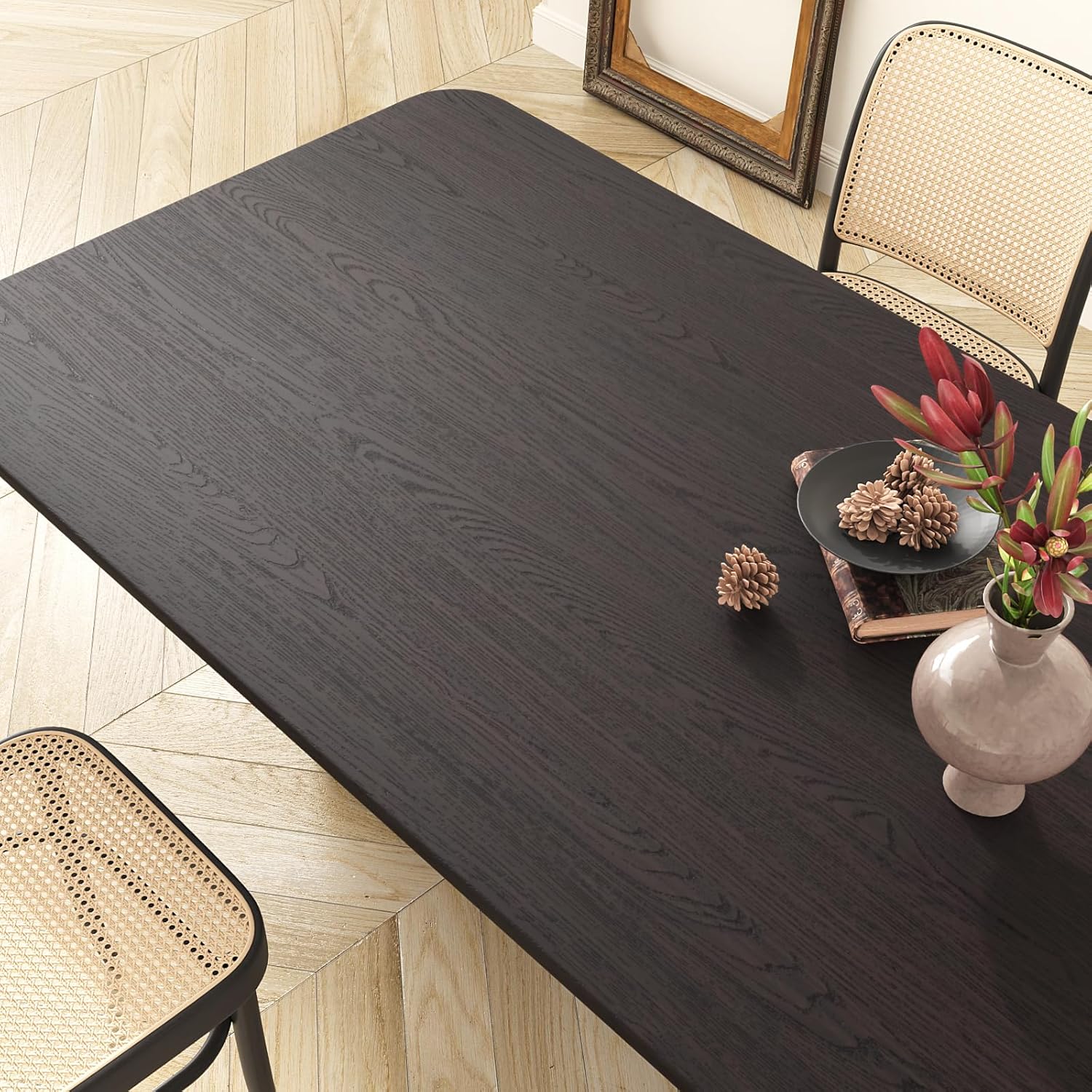 VEELIKE Large Size Wood Contact Paper Peel and Stick Thick Espresso Wood Grain Contact Paper for Countertops 32''x354'' Waterproof Self Adhesive Dark Wood Wallpaper for Cabinets Table Counter Top