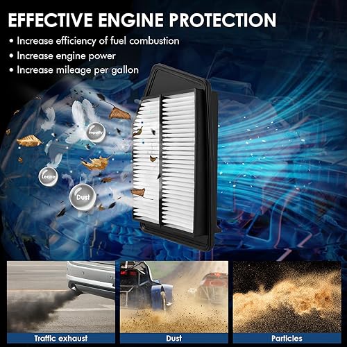 Miniatura 3 de Filtro de aire de repuesto para motor CA11476, la filtración eficiente ofrece un 99% de purificación de aire, apto para Honda Accord L4 2.4L