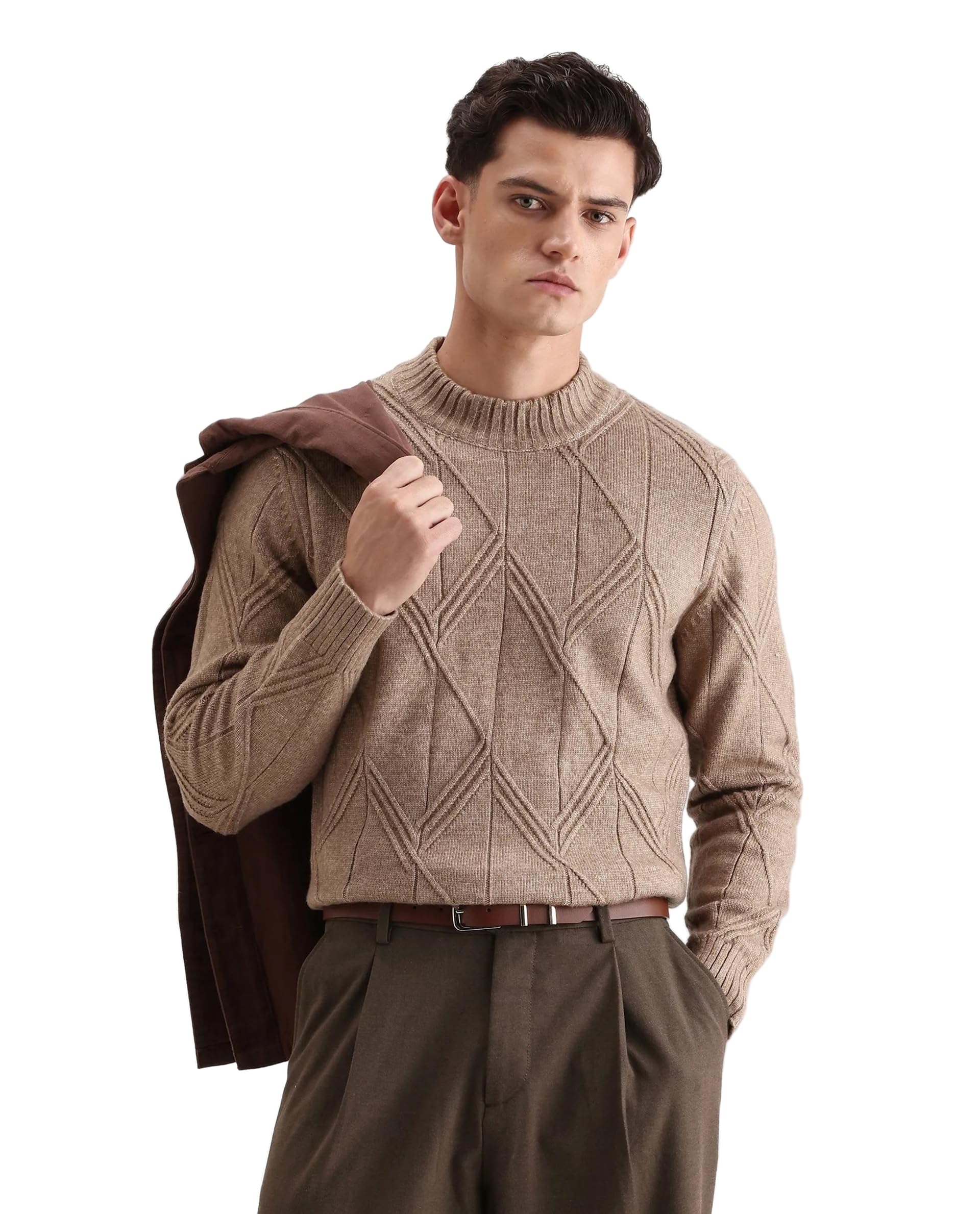 rare rabbit Men's Alli Regular Geometric Polyester Mock Neck Sweater-picture-23