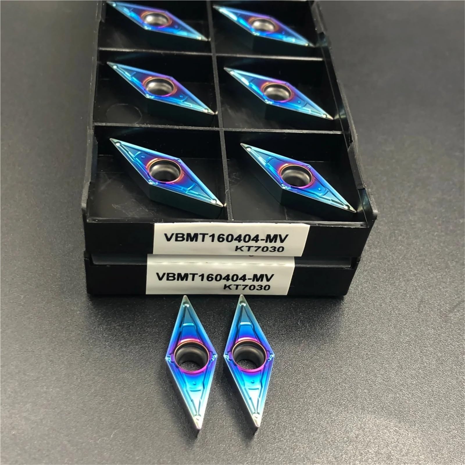 Herramienta De Torneado Cuchillas CNC Aleación Azul, 10 Uds., Procesamiento Aceros Inoxidables(VBMT160408-MV KT7030)