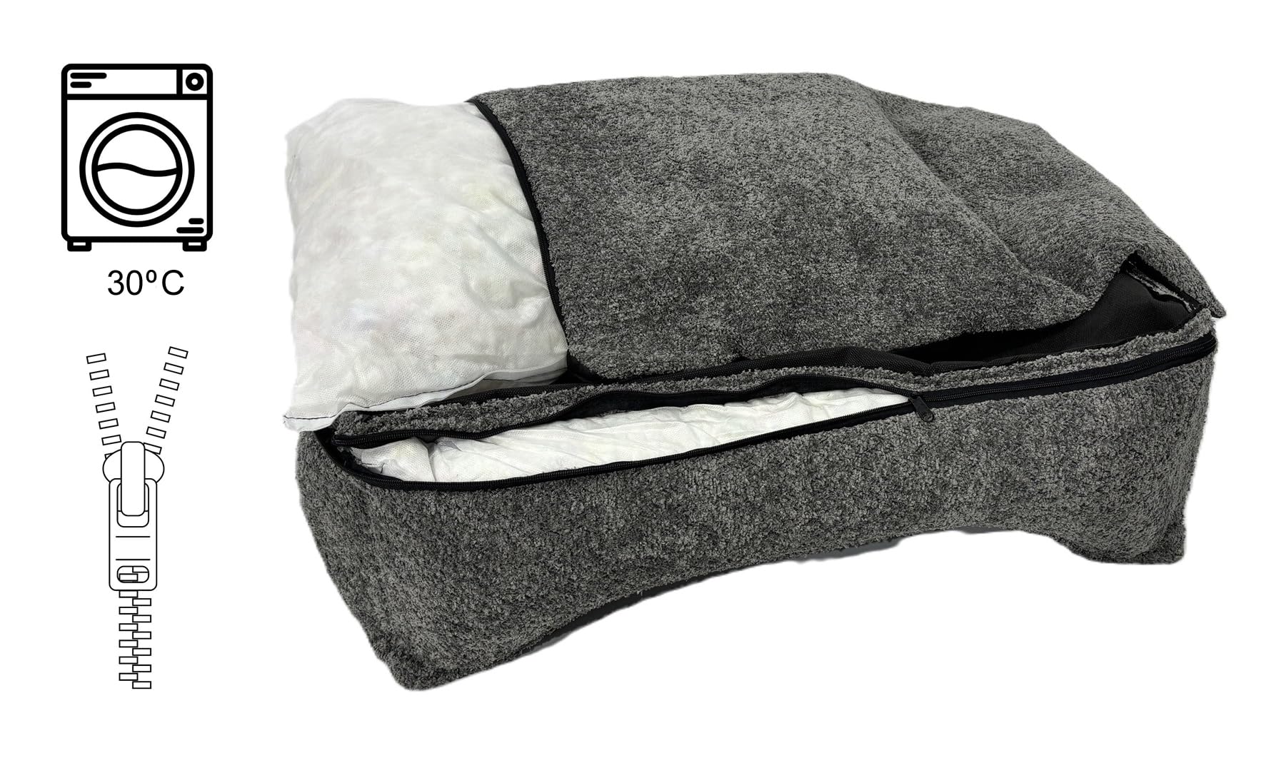 Divano Boucle cuccia per cani cuscino per cani divano per cani. Rivestimento sfoderabile e lavabile. (Antilope, M 80x60)