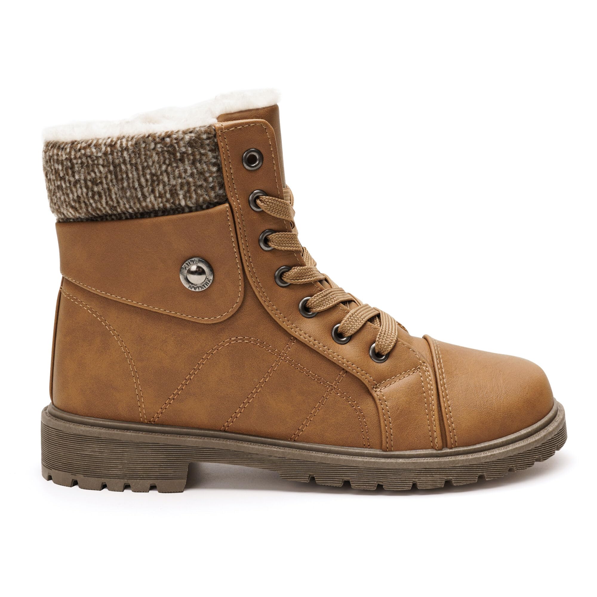 GLAMORA Bottines d'hiver pour femme imperméables et thermiques avec doublure chaude et semelle antidérapante, bottes confortables à fermeture éclair pour marche, travail, randonnée légère en montagne