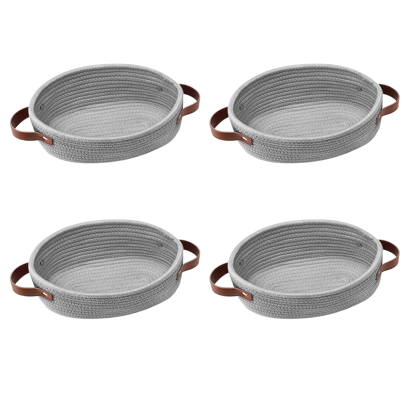 Xjdzineq 4Pieces Multipurpose Woven Containers Cotton Rope Storage Baskets for Efficient Home Organization in Various Rooms Bathroom Storage Basket