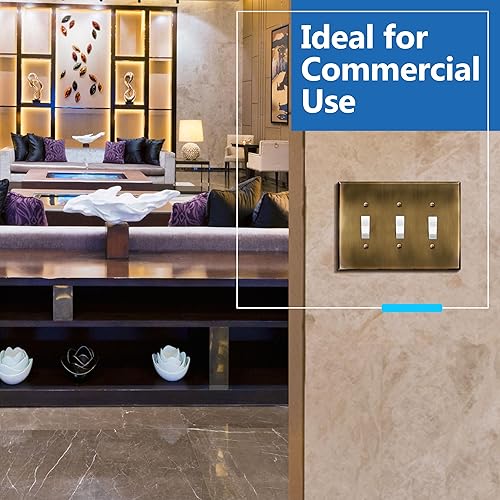 Miniatura 5 de LIDER Placa de pared de metal para interruptor de luz de palanca, cubierta de interruptor de acero inoxidable, resistente a la corrosión, tamaño