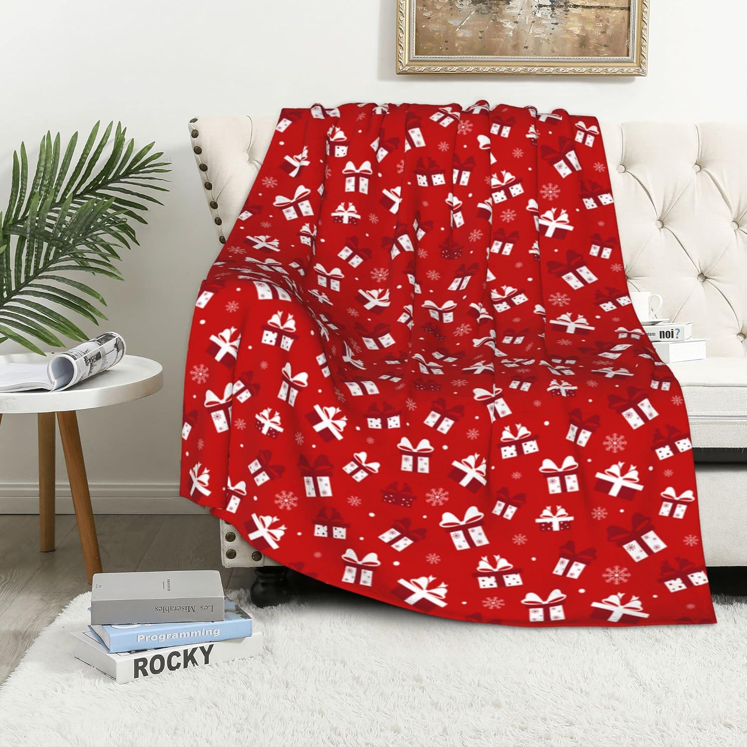 LAKIMCT Merry Christmas Red Blanket for Couch Throw Blanket