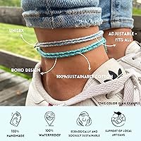 Vista 5 de Made by Nami 2 Pcs Wave String Ankle Bracelets for Women Waterproof & Adjustable Thin Braided Anklet Surfer Boho Ankle Bracelet Set of 2 Beach Multi