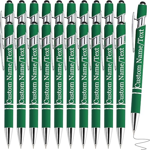 Miniatura 31 de Bolígrafos personalizados con nombre, paquete de 10 bolígrafos personalizados de oro rosa, bolígrafo de tinta negra grabada a granel con puntas