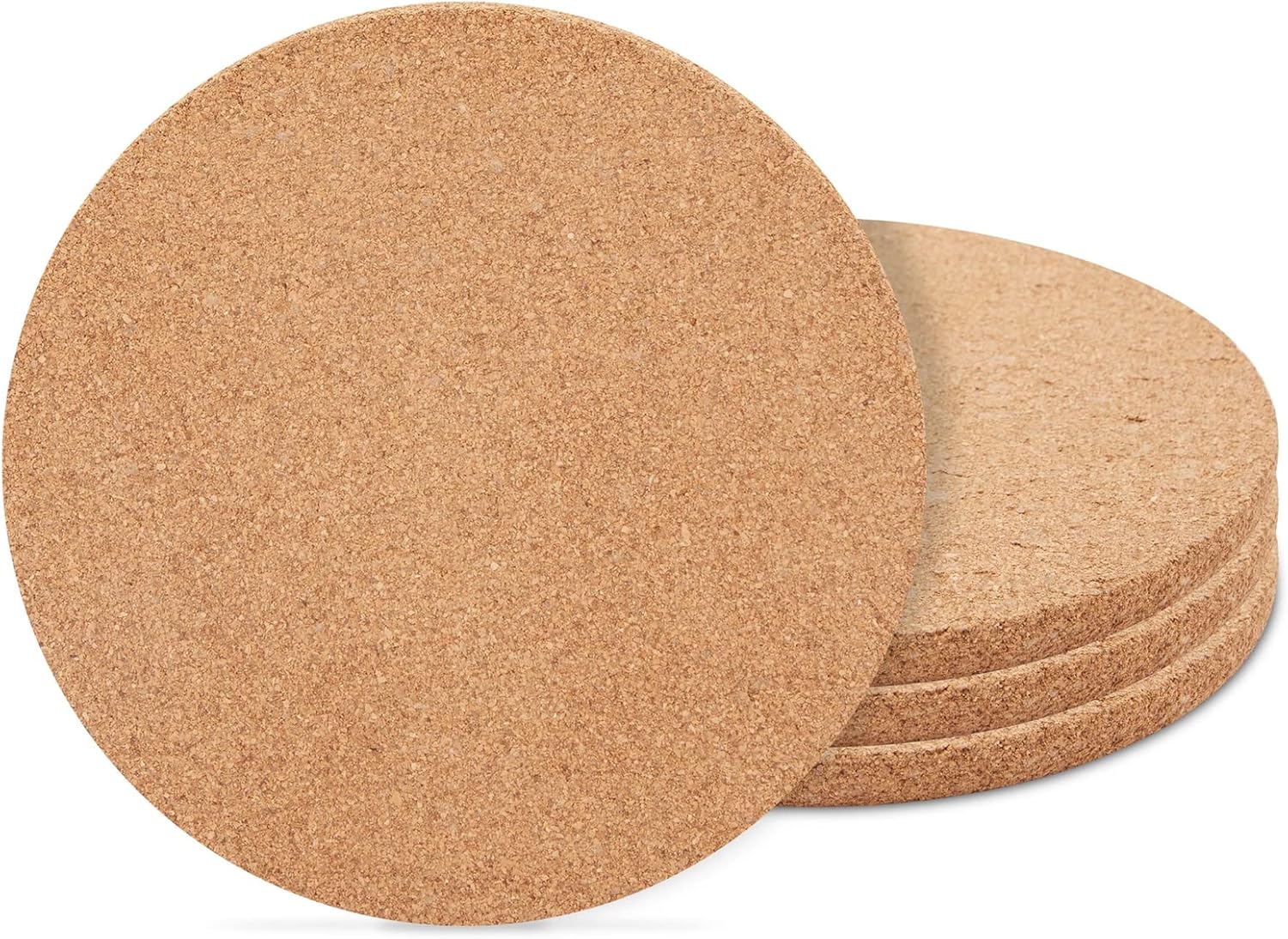 Set of 4 Round Cork Trivets for Hot Dishes, Plates, and