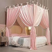 Vista 2 de Dosel de Cama con Cortina de Princesa de 4 Postes de Doble Capa Cómoda Mosquitera de Malla y Tela para Niñas Adultas Decoración de Dormitorio