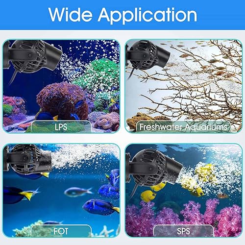 Miniatura 6 de hygger Bomba de circulación para acuario Wave Maker, 1320 GPH Ultra-Silence Fish Tank Powerhead con fuerte base de succión magnética para peceras de