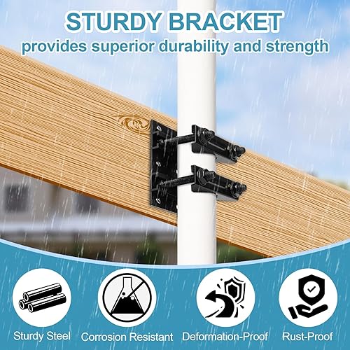 Miniatura 5 de Soporte de montaje para tubos de poste, 2 paquetes de soporte de montaje solar ajustable, gancho de valla compatible con postes redondos, cuadrados,