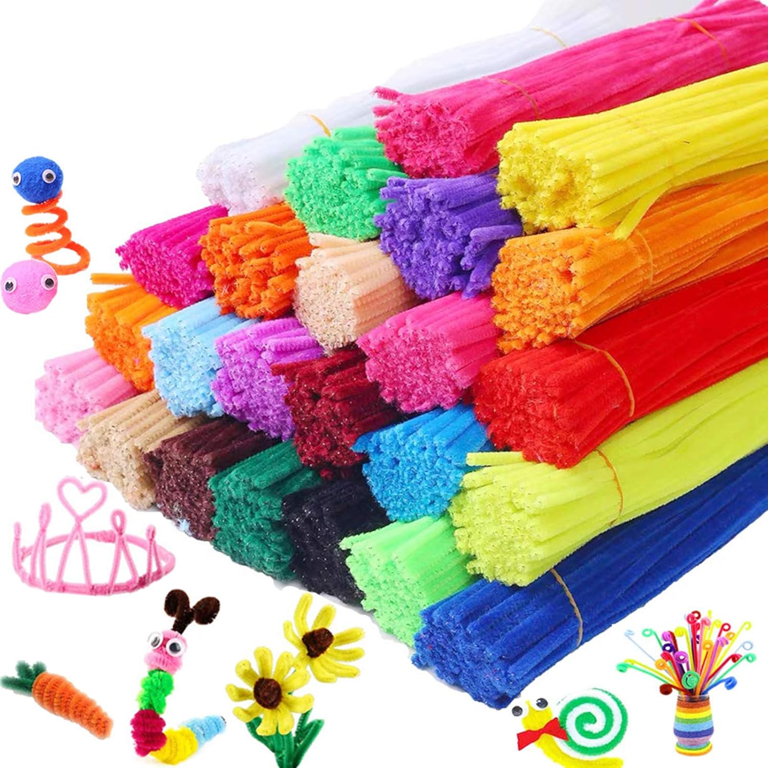 Pipe Cleaners, 1000 Pieces in 20 Colors Pipe Cleaners Value Pack of