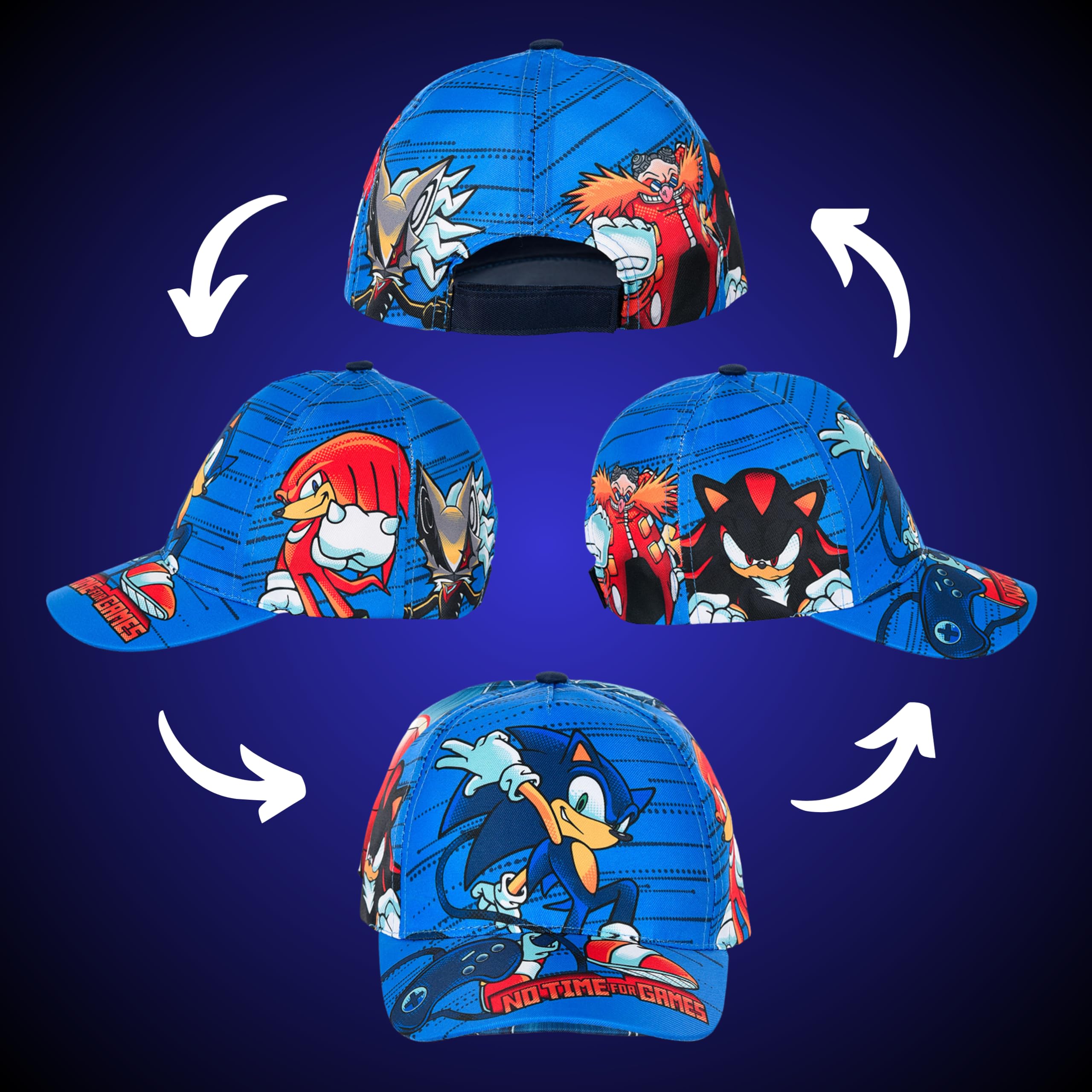 Sonic The Hedgehog Cappello Baseball per Ragazzi, Sonic Spike Shadow Dr Eggman Berretto Estivo Design Classico per Bambini