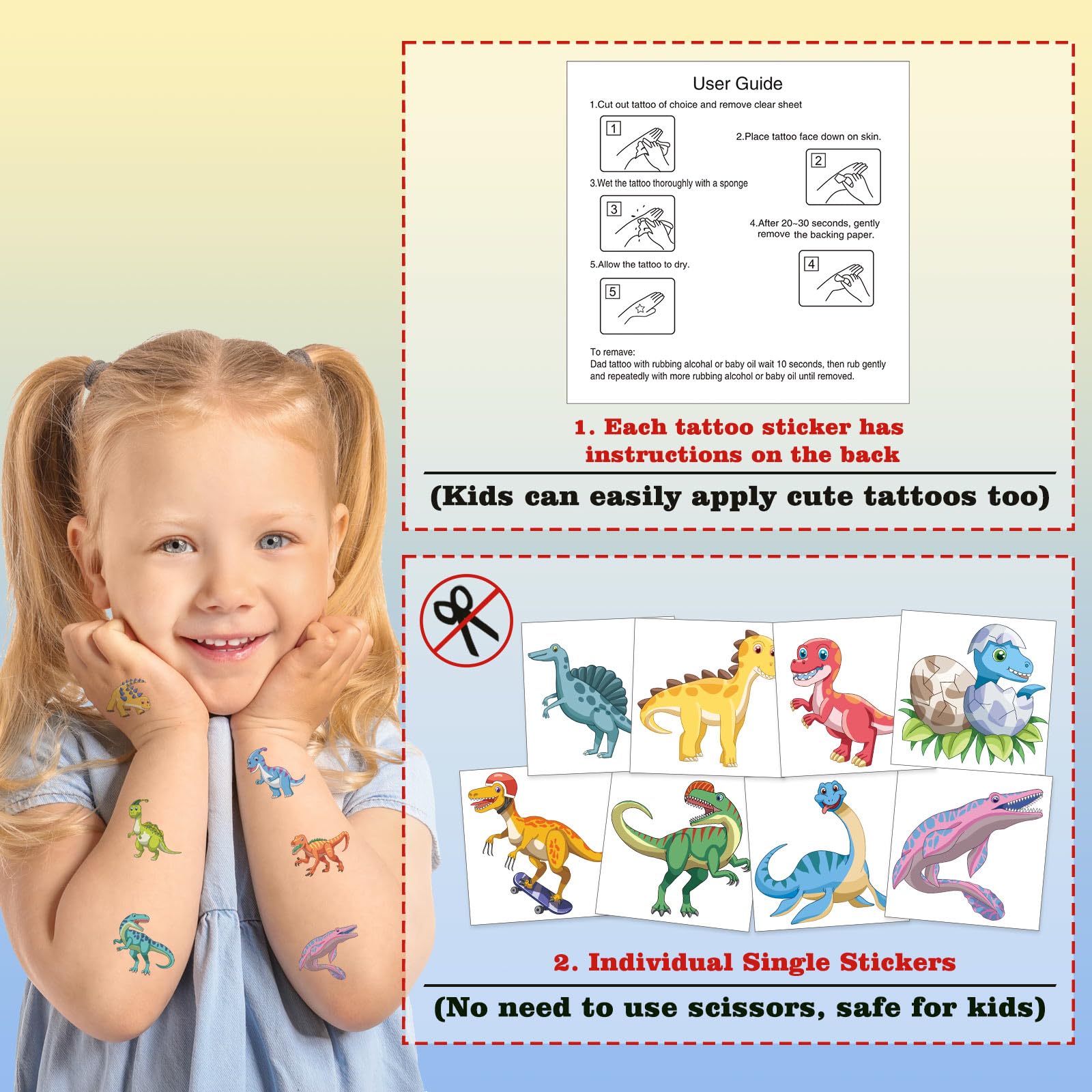 120 Tatuajes Temporales De Dinosaurios Que Brillan – Impermeables, Para Niños Y Fiestas, 10 Hojas
