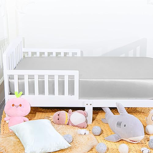 Miniatura 4 de NTBAY Paquete de 2 sábanas bajeras de satén de seda para cuna, súper suave y sedosa de 28 x 52 pulgadas, para colchones estándar de cuna y de niño