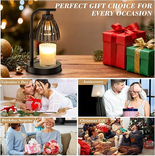 Miniatura 7 de Uflatek Lámpara calentadora de velas con temporizador regulable, calentador eléctrico de lámpara de vela con altura ajustable y 2 bombillas, regalo