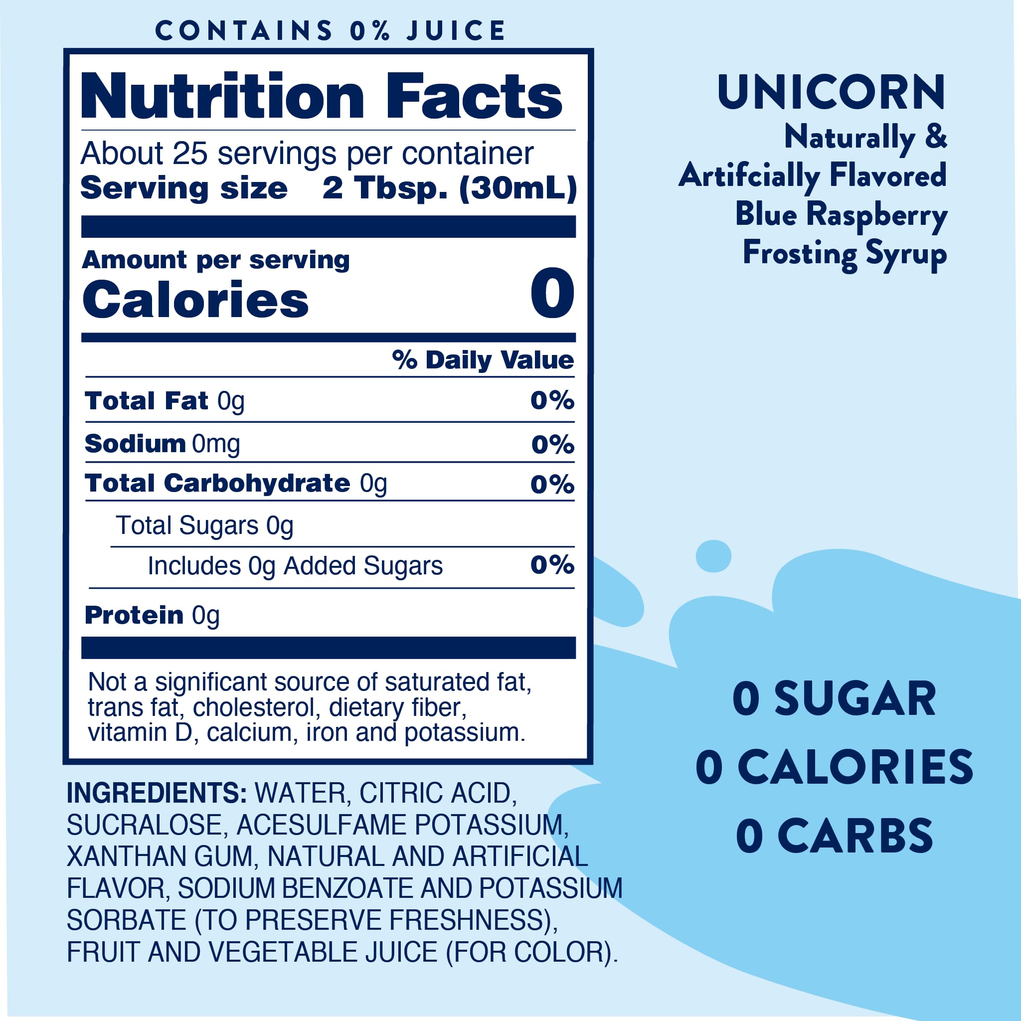Jordan's Skinny Mixes Sirop sans sucre, goût de licorne, goût fruité, amplificateur, mélange de boissons pour thé glacé, limonade et plus encore, arôme sans calories, respectueux de la céto, 60 ml