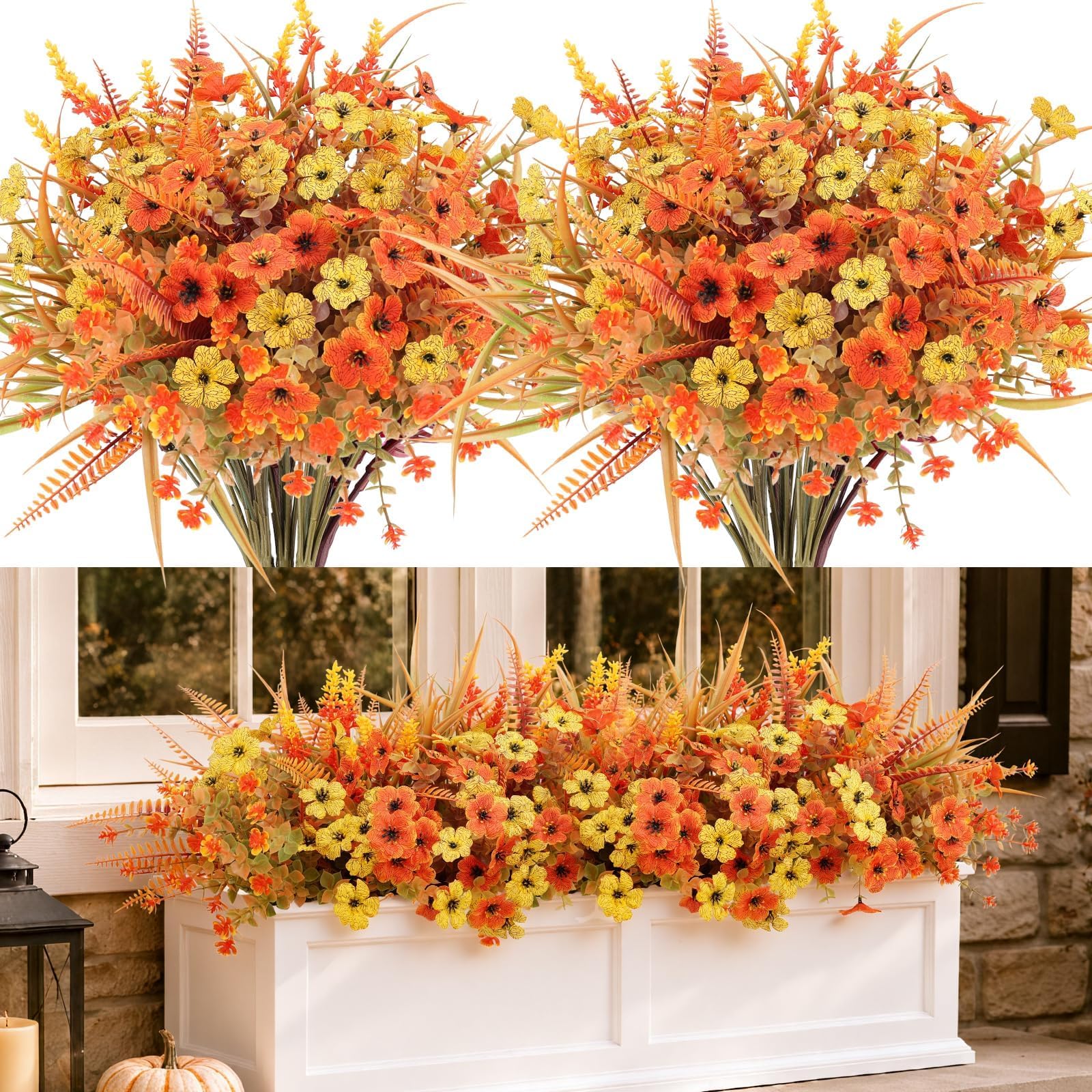 12 Bundles Artificial Autumn Flowers,Fall Decor Faux Flowers,Autumn Bouquet