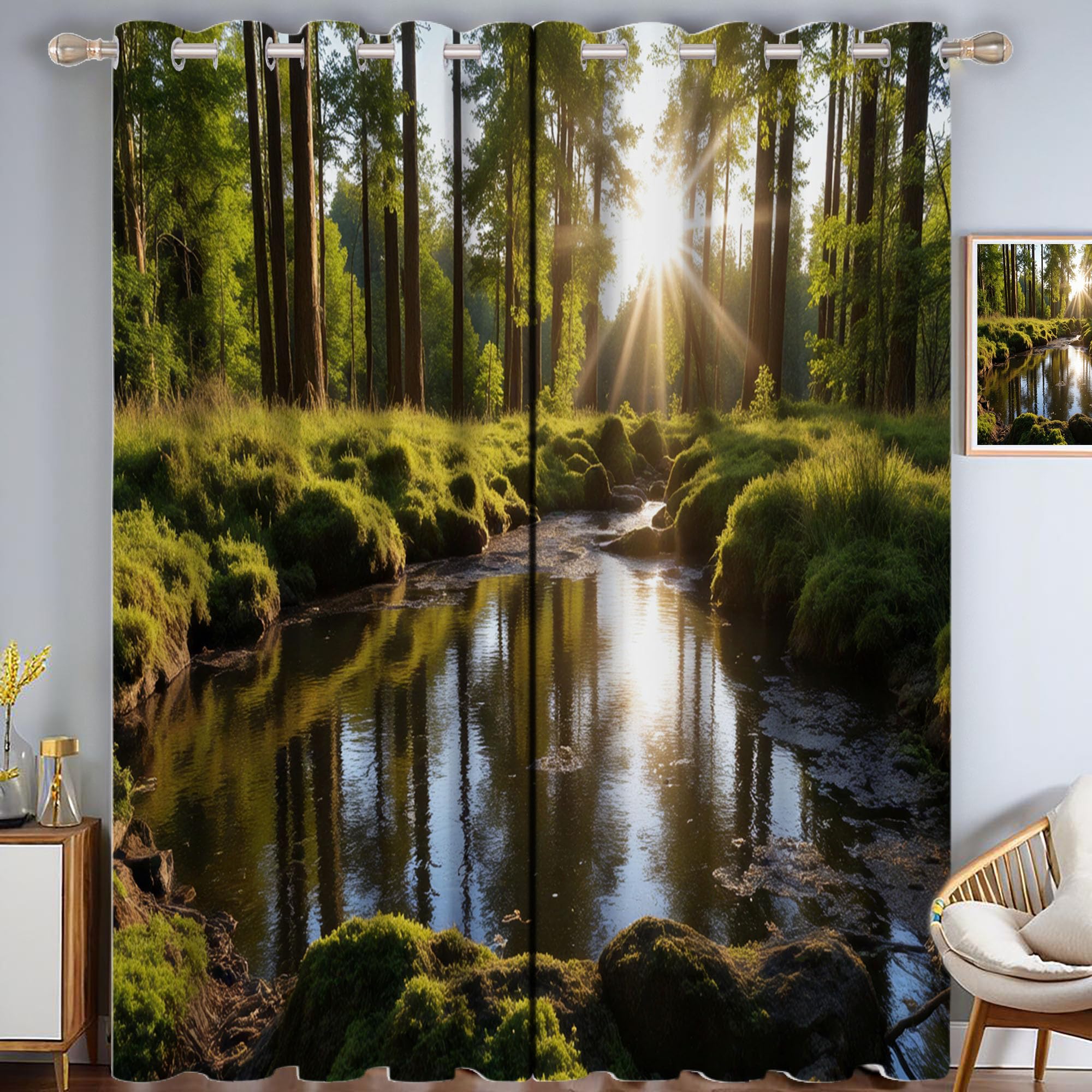 Rideaux occultants anti-bruit pour chambre, rideau 3D forêt thermique contre la lumière
