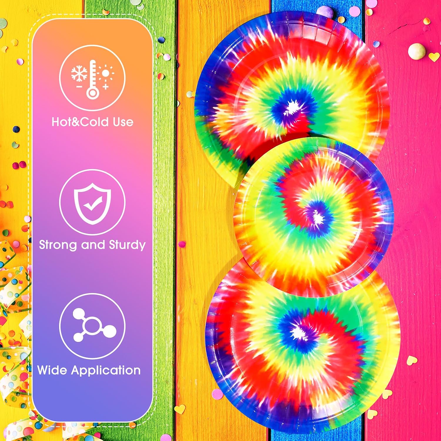 Mimorou 240-piece Tie Dye Party Supplies – 60 Plates, Cups & Napkins Set – Colorful Birthday Tableware for 60 Guests – Fun & Vibrant Party Decor