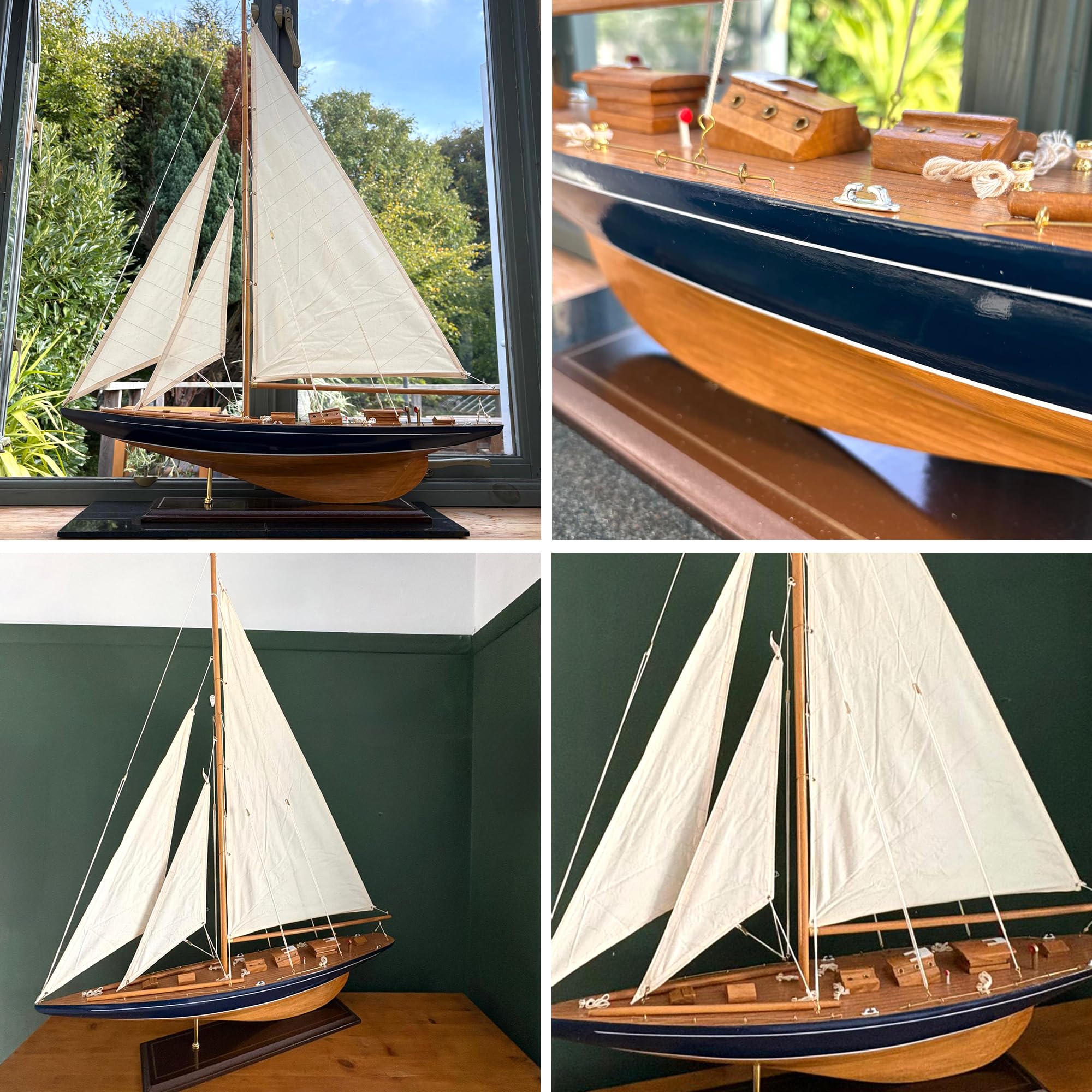 J Class Segelyachtmodell aus Holz, 76 cm, America's Cup Racing Segelboot, 97 cm hoch, nautisches Display, Ornament, teilweise montiertes Modellboot-Kit