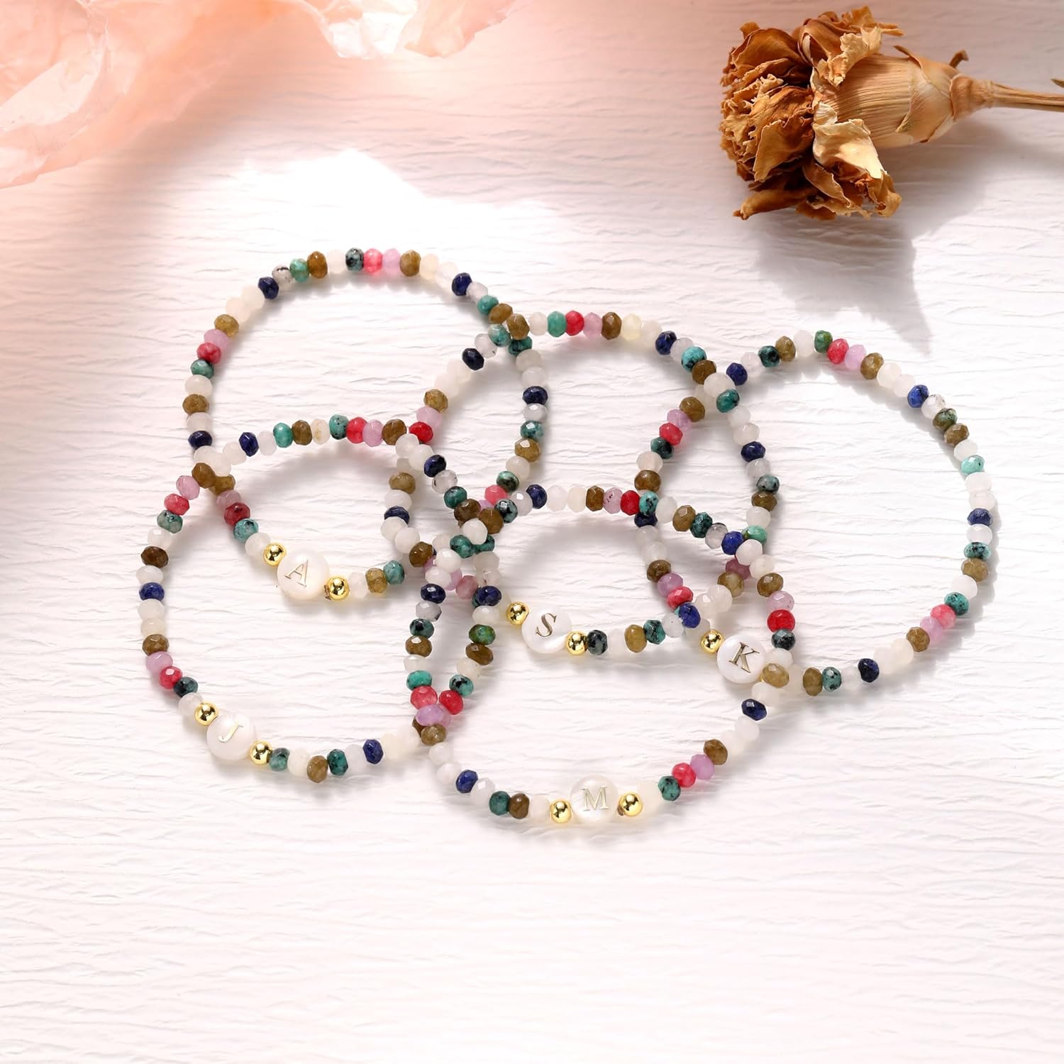 Bracelets for Teen Girls Initial Bracelet Colorful Beaded Boho Stretch Bracelets for Women Gold Letter Beaded Bracelet Summer Jewelry Gift for Her Women Girlfriend - Image 7