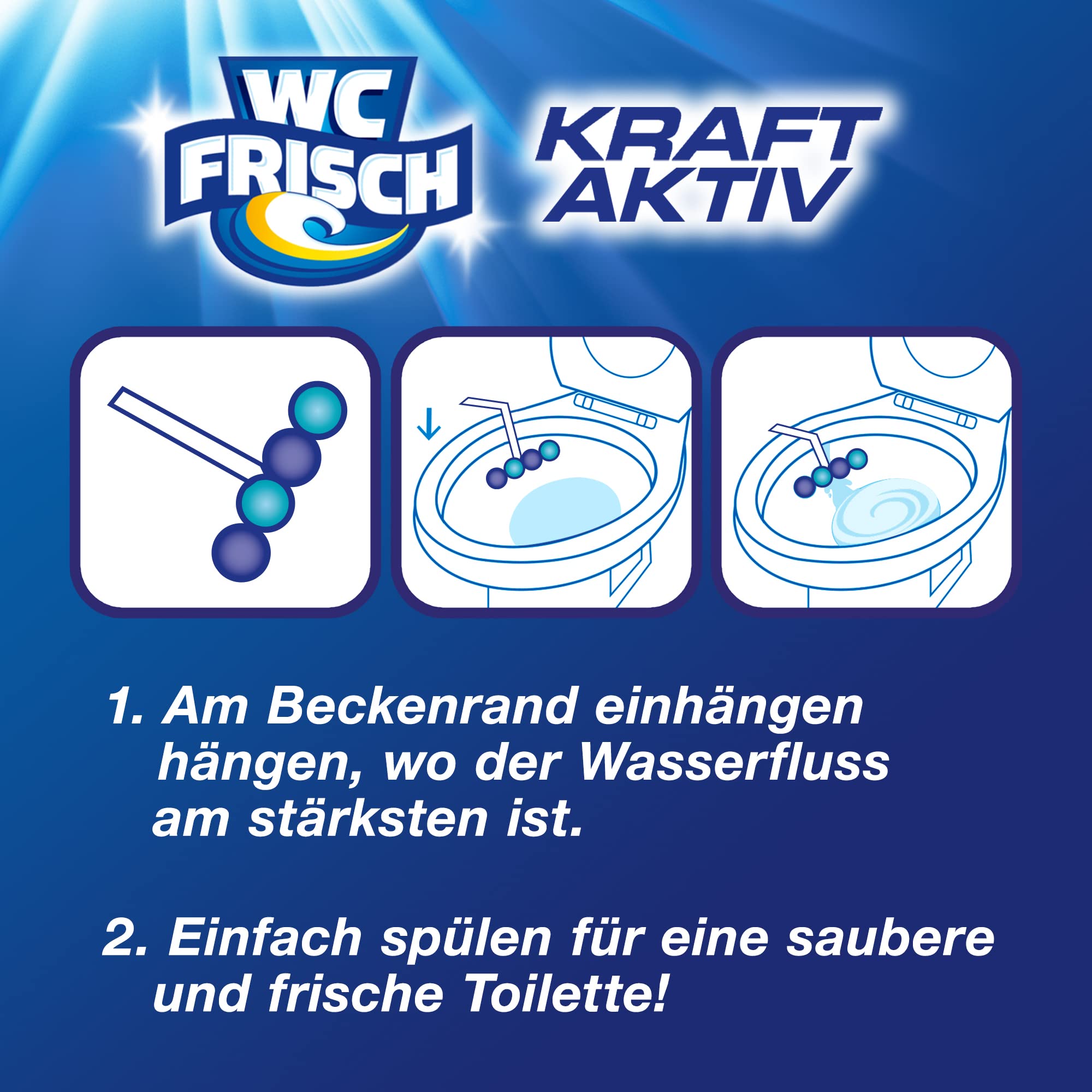 WC FRISCH Kraft Aktiv Duftspüler Frische Brise (10x 100 g), WC Reiniger für Reinigung bei jeder Spülung, Duftsteine für langanhaltend frischen Duft, plus 50 Prozent Anti-Kalk Effekt