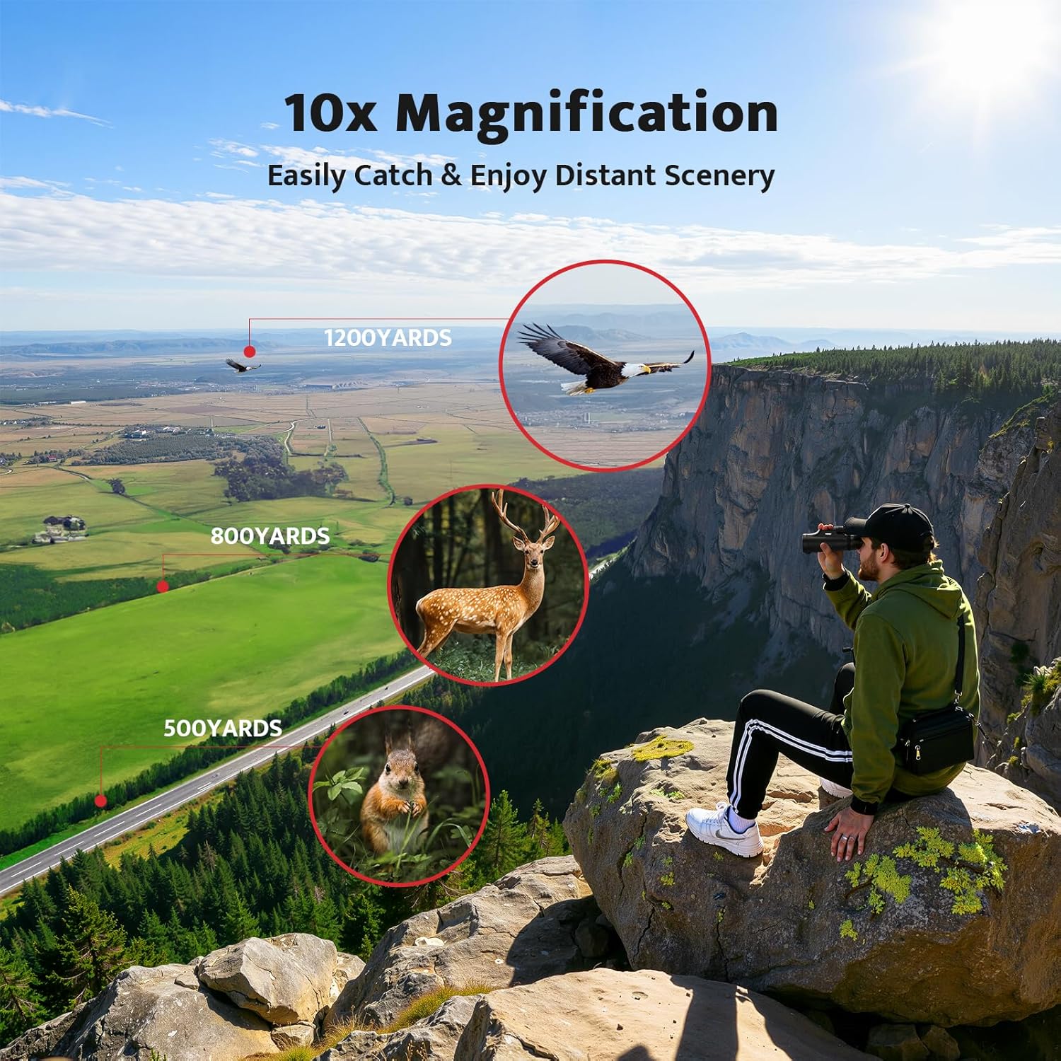 Monocular Telescope, 10x42 Monoculars for Adults, Usogood Compact Portable Waterproof Monocular with Hand Strap, Lightweight Handheld Pocket Telescope for Bird Watching - Image 2