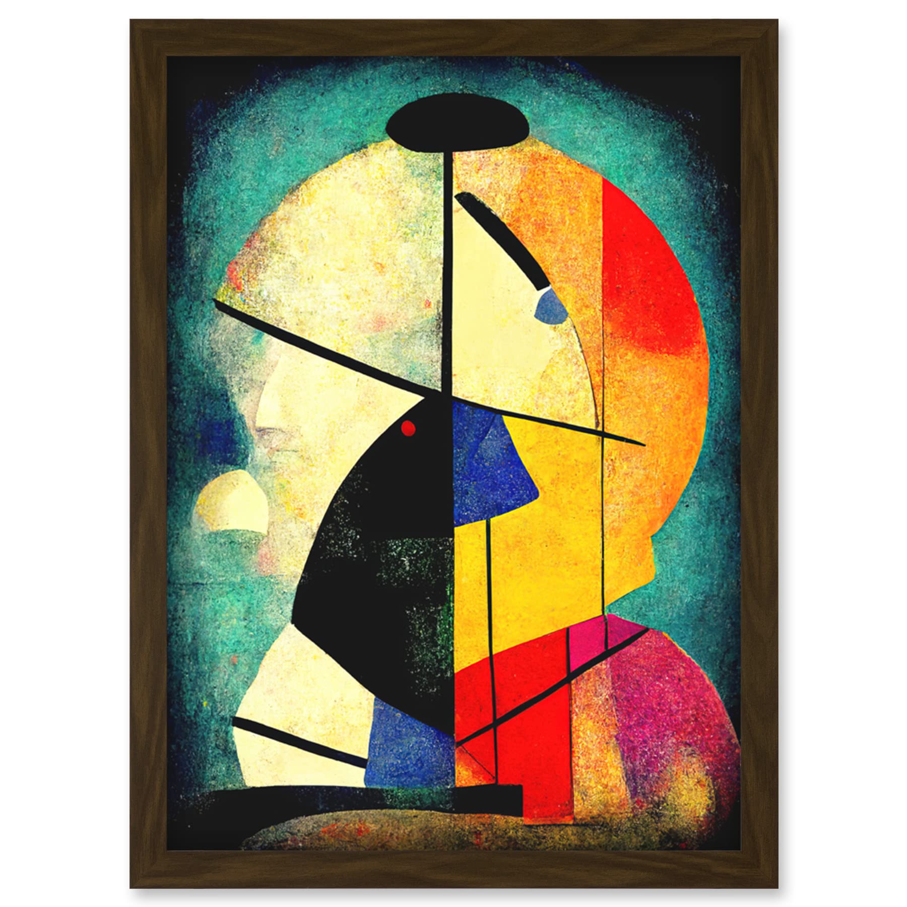 Doppelganger33 LTD Colourful Kandinsky Inspired Abstract Painting Artwork Framed Wall Art Print A4
