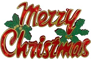 16.5" Lighted Merry Christmas Window Silhouette - Christmas Window Display Decorations