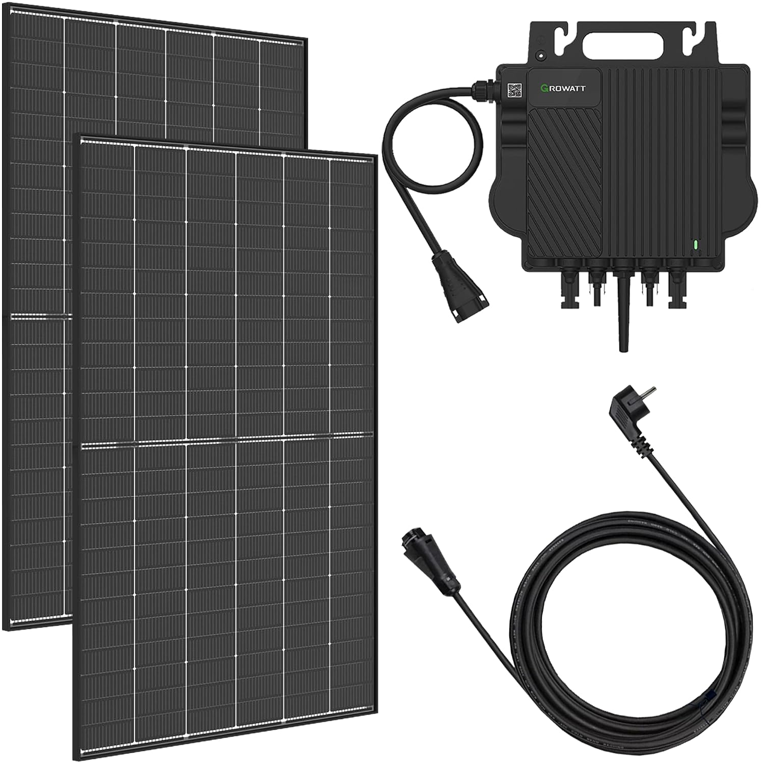 Balkonkraftwerk 940Wp mit Trina Vertex S+ 470W Glas-Glas-Modulen, Growatt NEO 800W Microwechselrichter, TÜV geprüft, steckerfertig, WIFI, hoher Wirkungsgrad