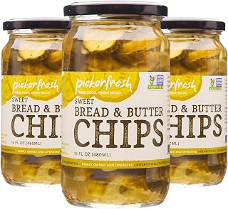 Pickerfresh Bread & Butter Sweet Crinkle Cut Pickle Chips, 16oz 3-Pack | Non-GMO, Gluten-Free, No Preservatives, Fresh Crunch