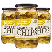 Vista 7 de Pickerfresh Encurtidos con chips de pan y mantequilla, pepinillos dulces estilo chip de corte arrugado, ingredientes simples, sin OMG, sin
