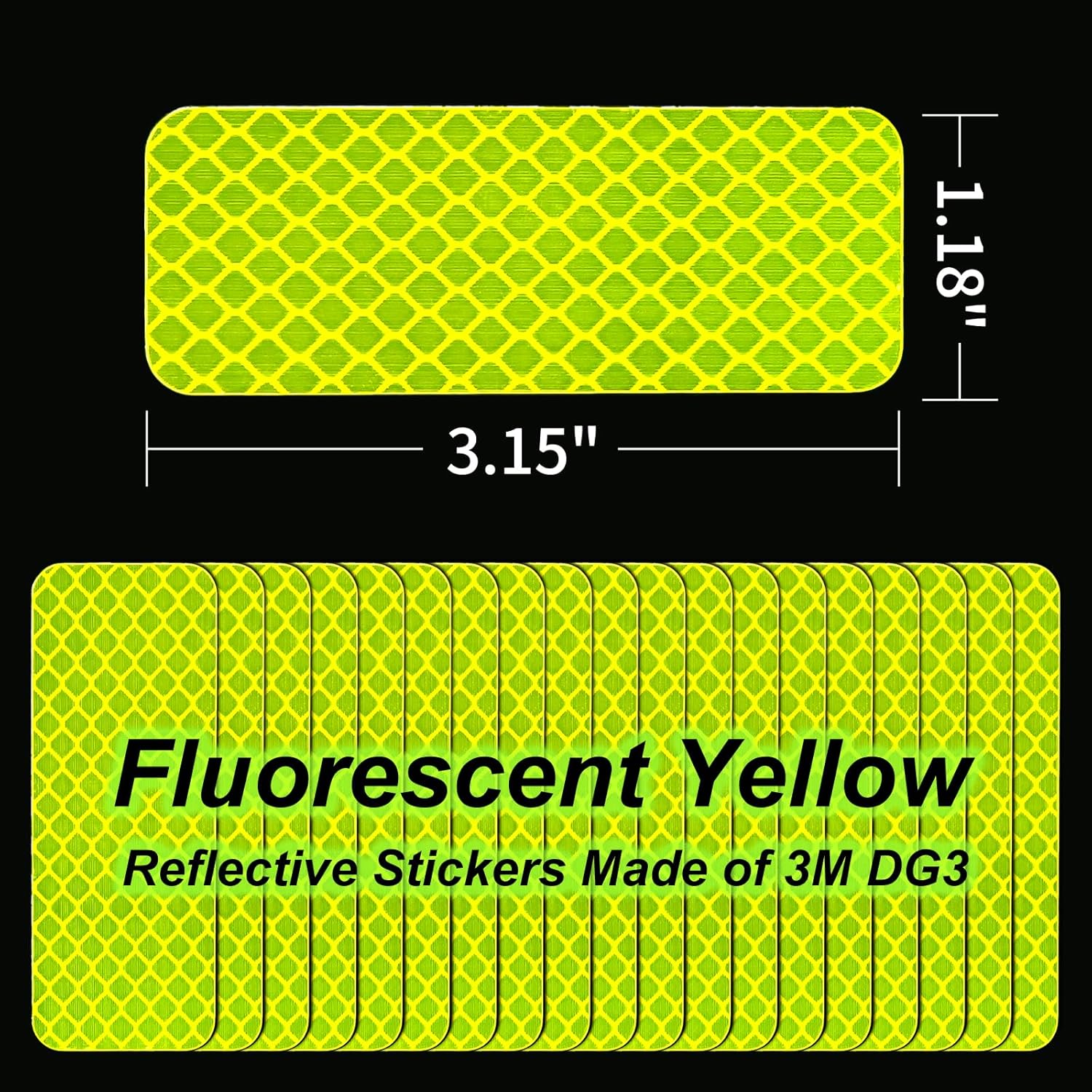 PHIXBEAR 40Pcs Reflective Stickers,Super Reflection, Safety Reflective Tape for Car Trailer Truck Bike Motorcycle, Fluorescent Yellow-Green White Silve Outdoor Waterproof 3.15" X 1.18"