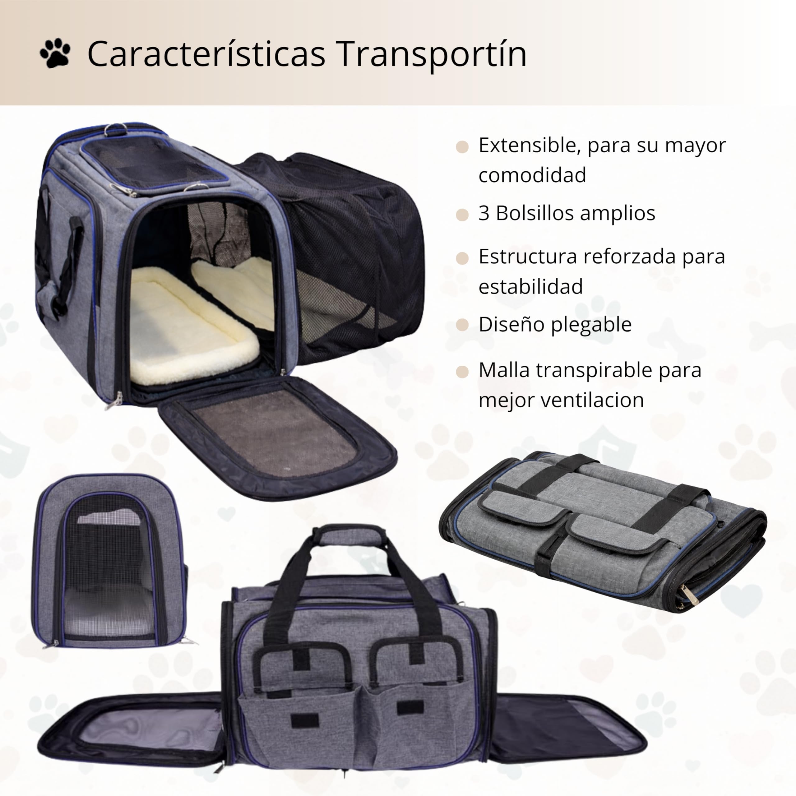 Kit Completo Gatos Accesorios: transportin Gato Grande y arenero Gatos, comedero, Bebedero, camita y Pala - Ideal en Viajes, Coche, Vacaciones y Bienvenida al hogar (Marrón Claro)