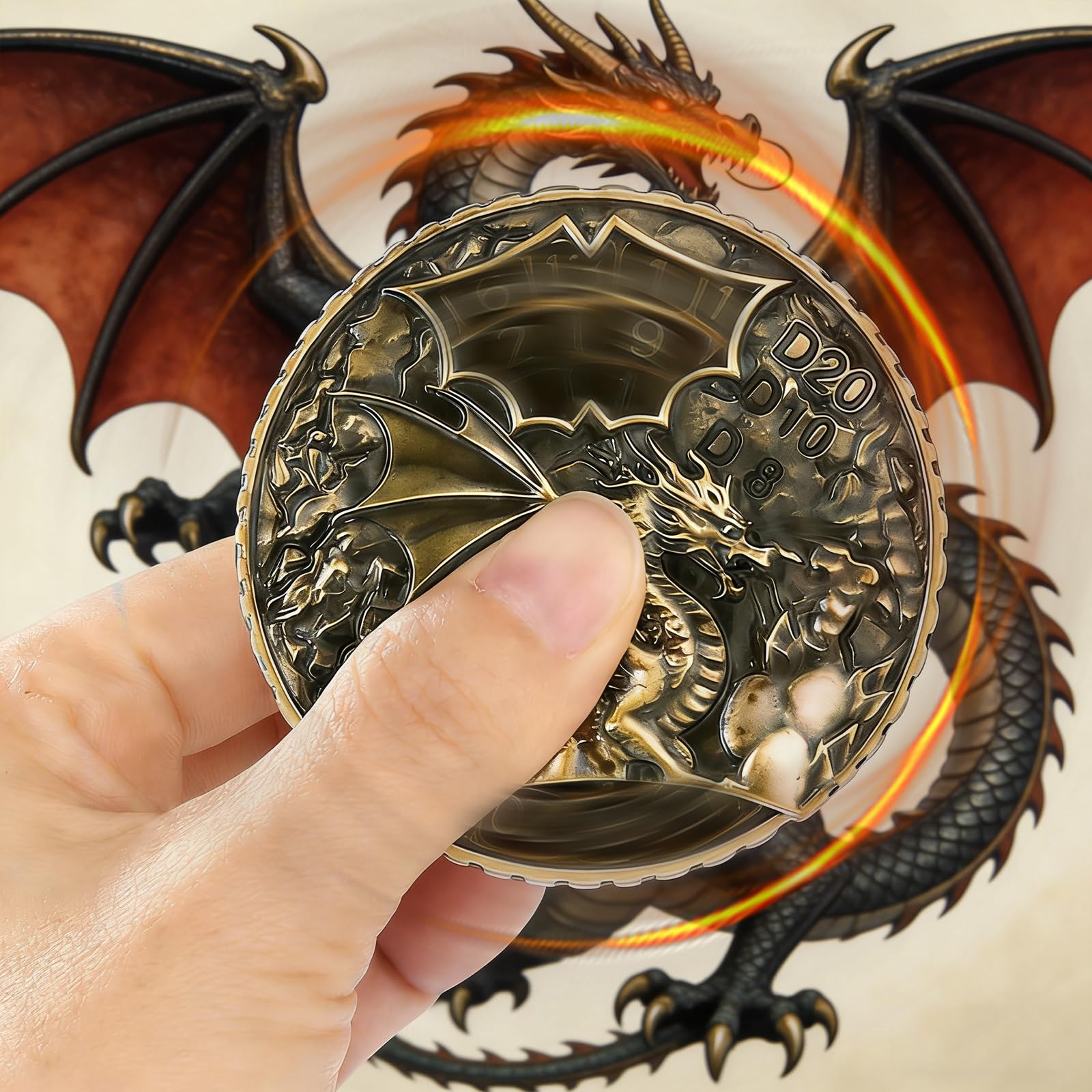 DND Ruota Dadi Spinner Metallici, 7 in 1 Dungeons And Dragon Game, Wheel Dice Spiner, Roulette Dadi Spinner,Accessori per Giochi da Tavolo di