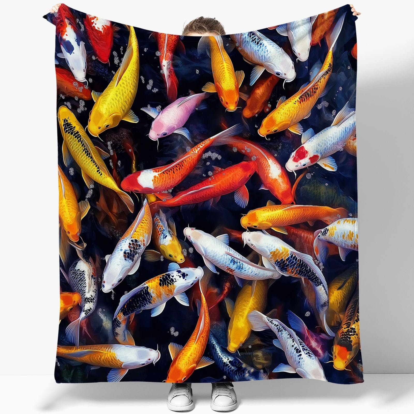 Koce Flanelowe Zwierzęta Karp Koce Kolorowe Drukowane Koce Koc Z Nadrukiem Dla Nastolatków Dorosłych I Koc Na Łóżko Dziecięce Koc Na Sofę 150 x 200 cm Miękki Koc