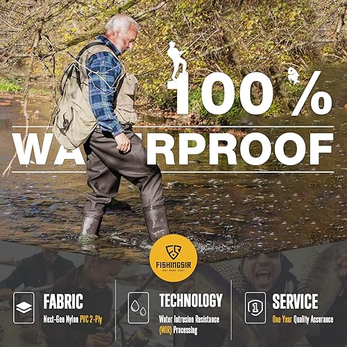 Miniatura 5 de Vadeadores de pesca para hombres con botas para mujer, vadeadores de pecho de 2 capas de nailonPVC impermeables para caza con colgador de botas