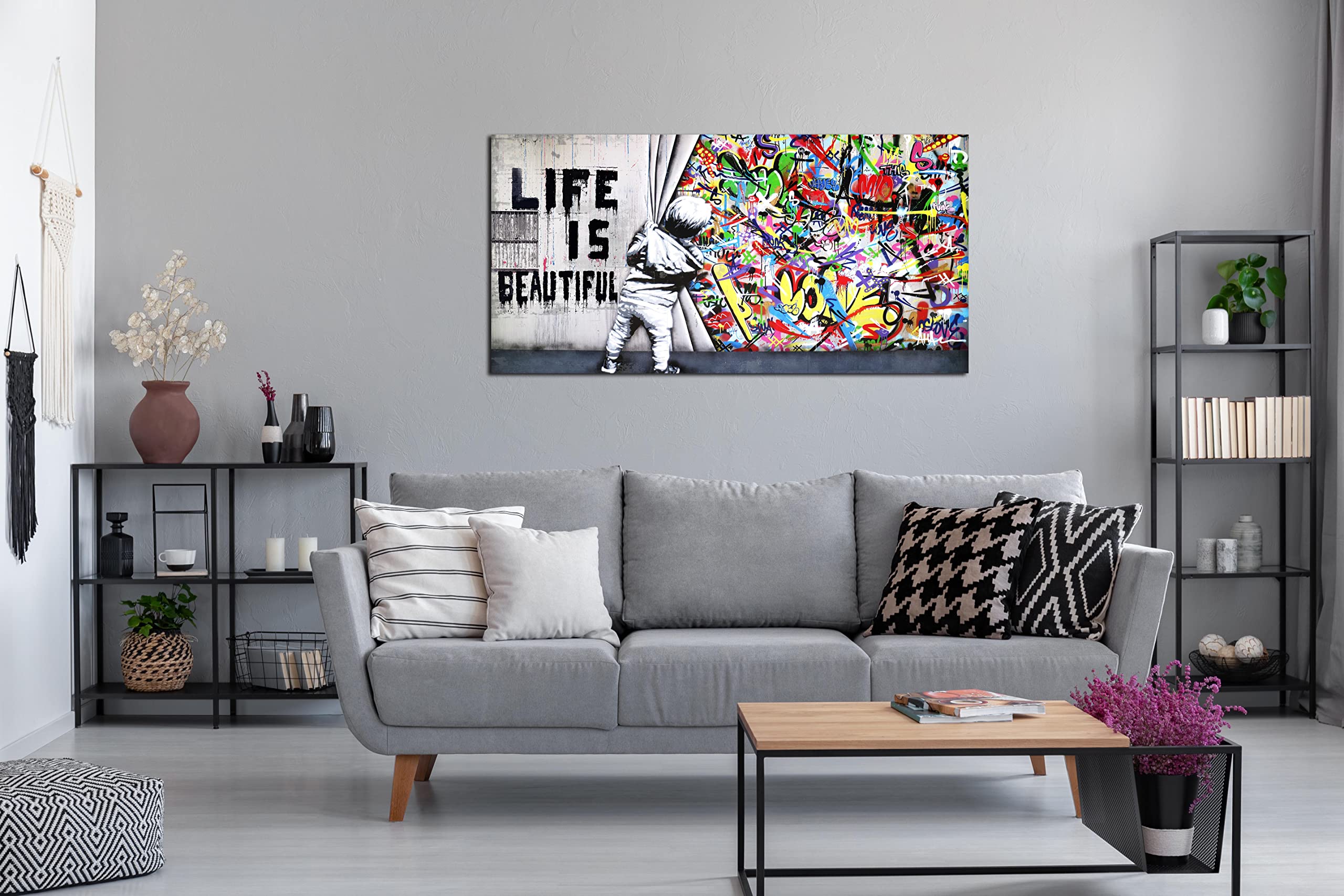 Amazon.co.jp: JKWALL77 グラフィティキャンバスアート 壁装飾