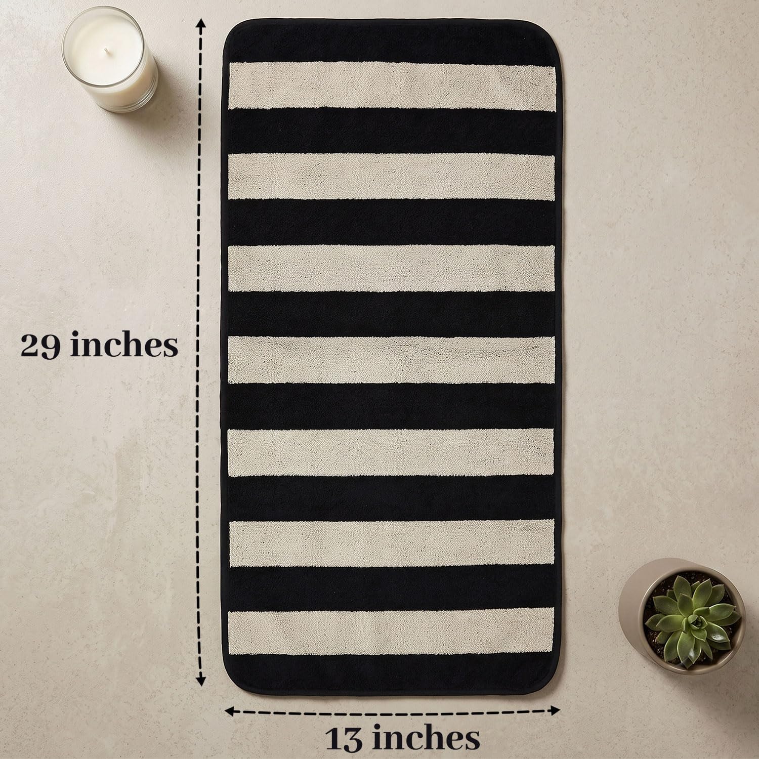 2-Piece Hand Towels for Bathroom Kitchen Decor - Black & Cream Stripe