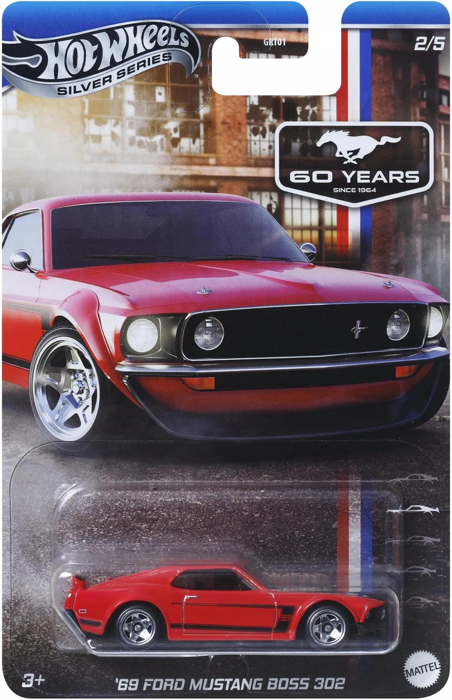 Hot Wheels Ford Mustang Boss 302 1969 JBY51 Silver Series Vehicle
