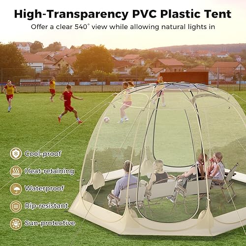 Miniatura 3 de Tangkula Tienda de campaña desplegable de burbujas, 9.5 x 9.5 pies, tienda de campaña de gran tamaño para 4-6 personas con 16 estacas, 8 cuerdas de