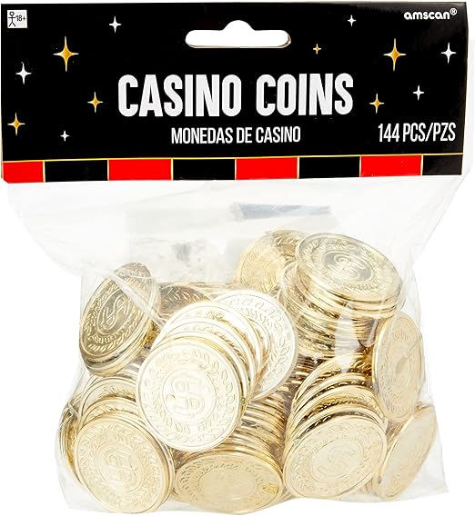 Eye-Catching Casino Gold Coins - 7 .50" x 5.62" (Pack of 144) - Premium & Durable Design - Perfect for Gaming, Party Favors & Gifts