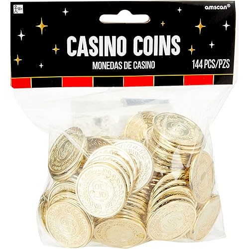 Eye-Catching Casino Gold Coins - 7 .50" x 5.62" (Pack of 144) - Premium & Durable Design - Perfect for Gaming, Party Favors & Gifts